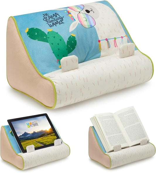 Gifts for Readers & Writers Book Pillow Tablet Stand for Bed Llama - Premium Cushioned Book Holder for Hands Free Reading, Stylish Tablet Holder for Bed, Kindle Pillow Stands & Lap Ipad Holders