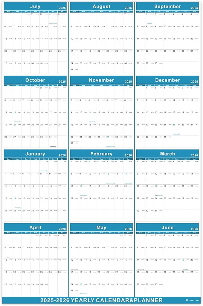 2025-2026 Yearly Wall Calendar - annual calendar 2025-2026, 2025-2026 Yearly Wall Calendar&Planner with Thick Paper, July 2025 - June 2026, X Large, 34.7" x 22.8", 2025-2026 Yearly Planner (2025-2026 Yearly Wall Calendar - Green)