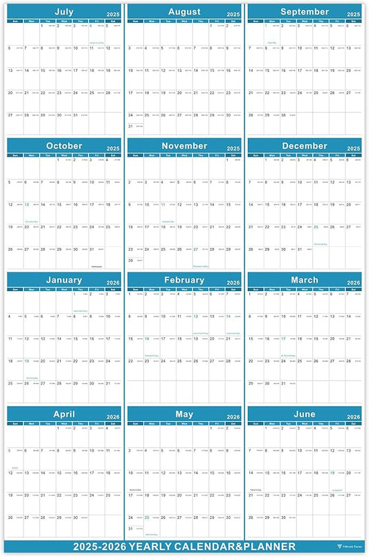 2025-2026 Yearly Wall Calendar - annual calendar 2025-2026, 2025-2026 Yearly Wall Calendar&Planner with Thick Paper, July 2025 - June 2026, X Large, 34.7" x 22.8", 2025-2026 Yearly Planner (2025-2026 Yearly Wall Calendar - Green)