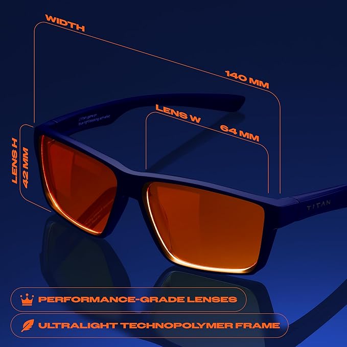 Titan Gaming Glasses, Anti Blue Light Glasses Men, UV400 Protection Blue Light Blocking Glasses for Computer Eye Strain