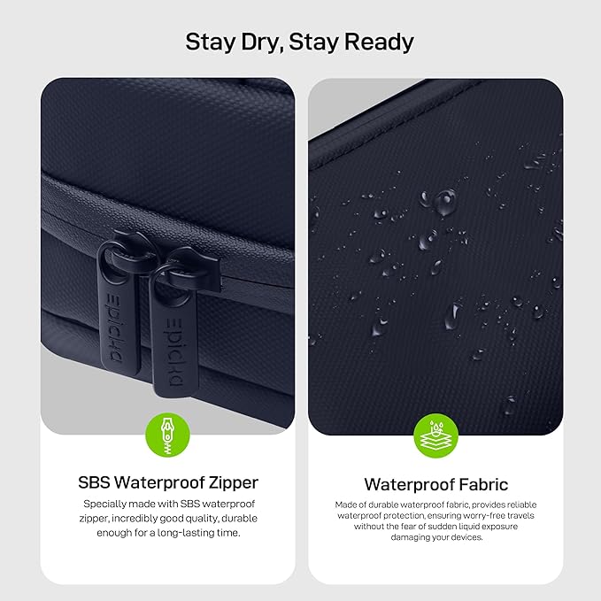 EPICKA Electronics Organizer Travel Case - Cable Organizer Bag for Travel Accessories, Tech Pouch for Cords, Charger, Adapter, Cables, Power Bank, Waterproof Storage Bag with Luggage Strap, Navy