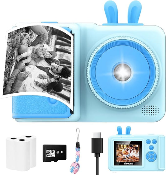 Kids Camera Instant Print Camera for Kids,1080P Children Instant Cameras Toddler Camera Toy, for Girl Age 3-12, Travel Kids Digital Camera Toys for 3 4 5 6 7 8 9 10 Year Old Boys (Blue)