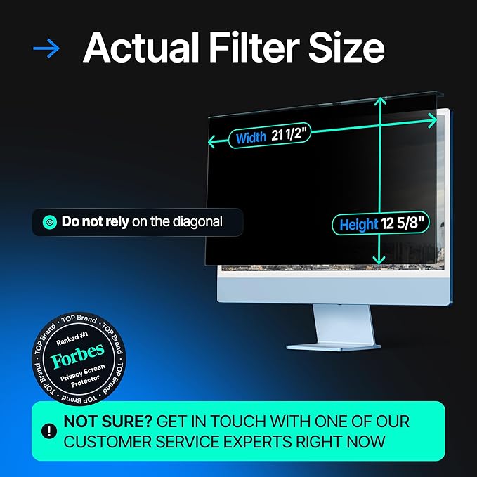 Acrylic 24 Inch Computer Privacy Screen Filter Compatible with 24 inch iMac (2021, 2022, 2023, 2024, M1, M3, M4) - 21.5" x 12.6" (547 x 320mm) - Monitor Frame Hanging Type