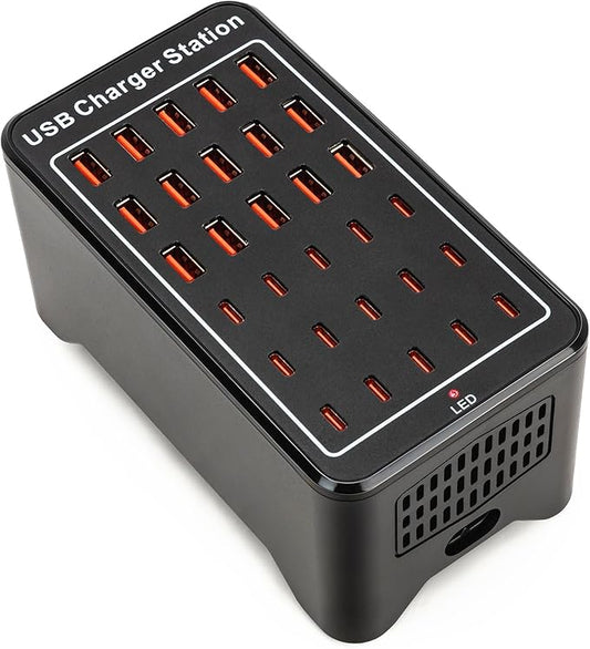 USB C Charging Station for Multiple Devices, 150W 30 Ports Charger Block for Ipad Cell Phone, Multiple USB Power Strip for Family Classroom