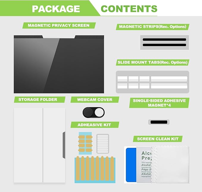 Magnetic Laptop Privacy Screen 15.6 inch for 16:9 Computer Monitor, Removable Anti-Glare Screen Privacy Shield, Screen Filter and Protector for Laptop (13 5/8" × 7 5/8"), Fits (FHD 1920 × 1080)