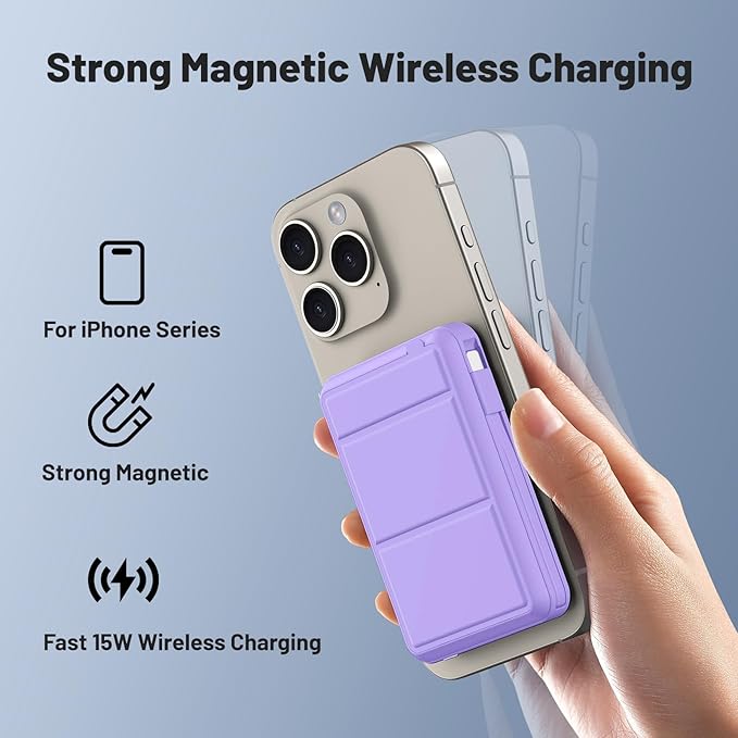 Azmuth for Magsafe Battery Pack, 10000mAh Magnetic Power Bank 22.5W PD Fast Charging with LED Display Wireless Portable Charger for Magsafe with Stand for iPhone 17/16/15/14/13/12/Pro/Pro Max