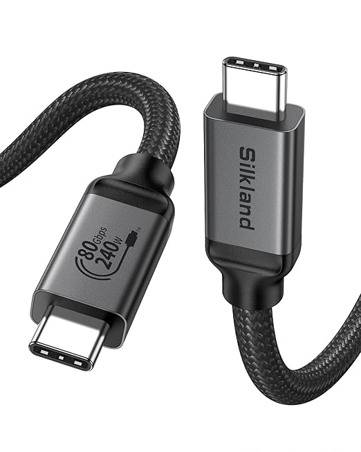 Silkland 80Gbps USB 4 for Thunderbolt 5 Cable 10FT/3M, up to 120Gbps Bandwidth for Dual 8K, 240W PD 3.1 Charging, Braided USB C Video Cable Compatible Thunderbolt 4, MacBook, iPhone 17, SSD, Dock