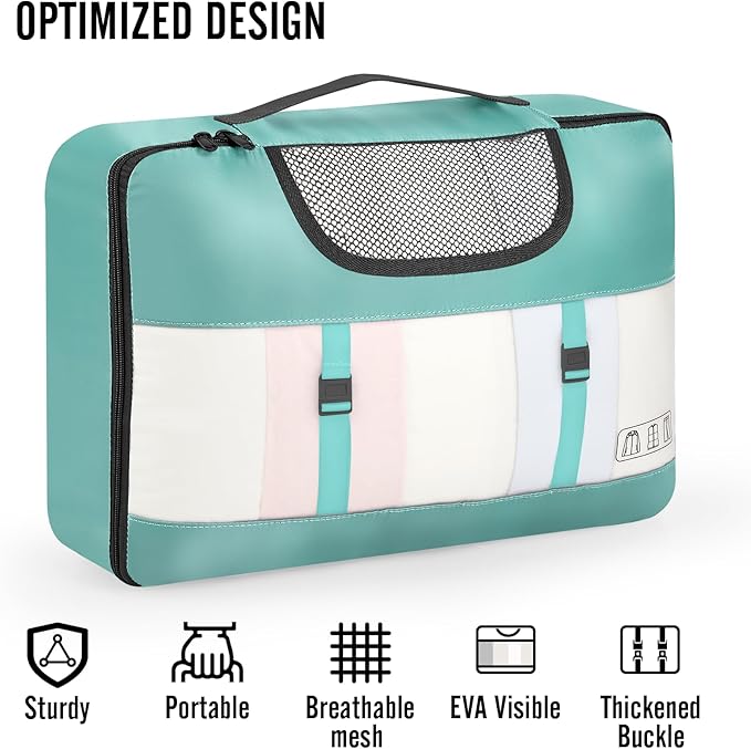 Veken 8 Set Packing Cubes for Travel Essentials, Suitcase Organizer Bags in 4 Sizes, Carry-On Luggage Accessories with Large Laundry & Hanging Toiletry Bag, Must-Have for Airplane, Road Trip & Camping