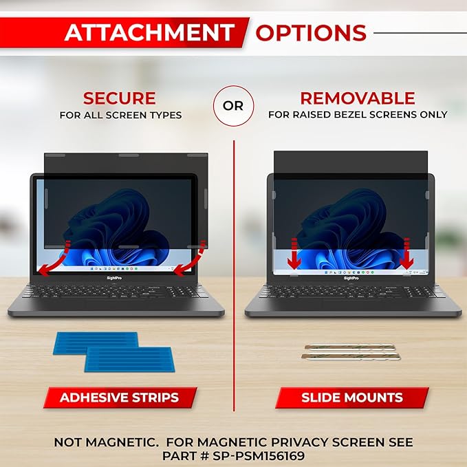 15.6 Inch 16:9 Laptop Privacy Screen Filter - Computer Monitor Privacy Shield and Anti-Glare Protector