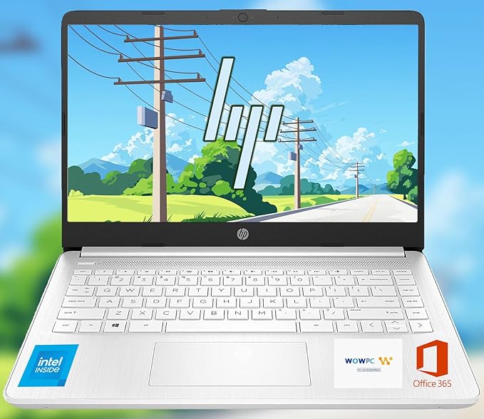 HP Ultrabook, Intel CPU, 8GB RAM, 1.6TB Storage (64GB OnBoard w/ 512GB Portable Drive + 1TB OneDrive), Up to 12 Hours Battery Life, Windows 11 Pro, Snowflake White, w/WOWPC 3-in-1 Bundle