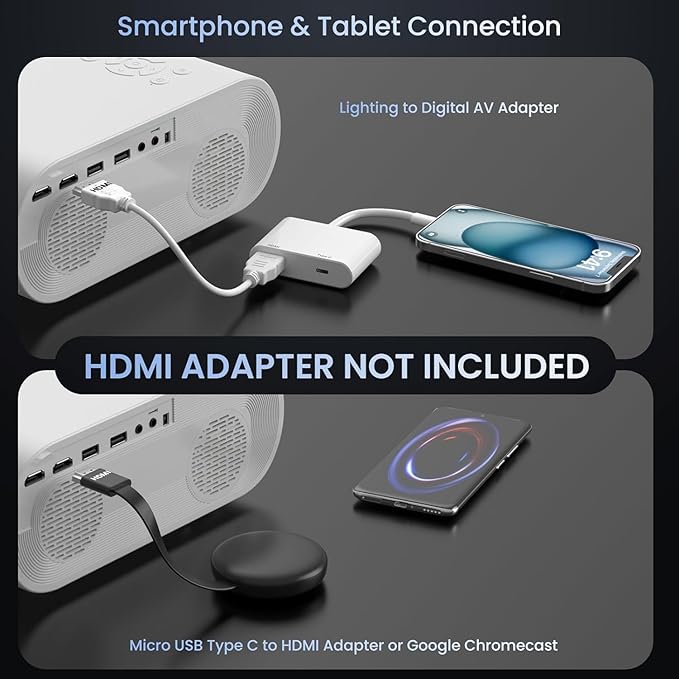 Projector, Native 1080P Full HD Bluetooth Projector with Speaker, 9500 Lumens Outdoor Portable Movie Mini Projector Compatible with Laptop, Smartphone, TV Stick, Xbox, PS5