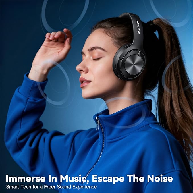 Hybrid Active Noise Cancelling Headphones, Wireless Bluetooth Headphones with Hi-Res Audio, Deep Bass, Transparent Mode, 70H Playtime Over Ear Bluetooth Headset with Fast Charging for Travel/Office/PC