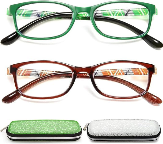 EYEURL Reading Glasses For Men Women - Blue Light Blocking Glasses Reduce Eyestrain - 2 Pack TR90 Frame Lightweight +1.5