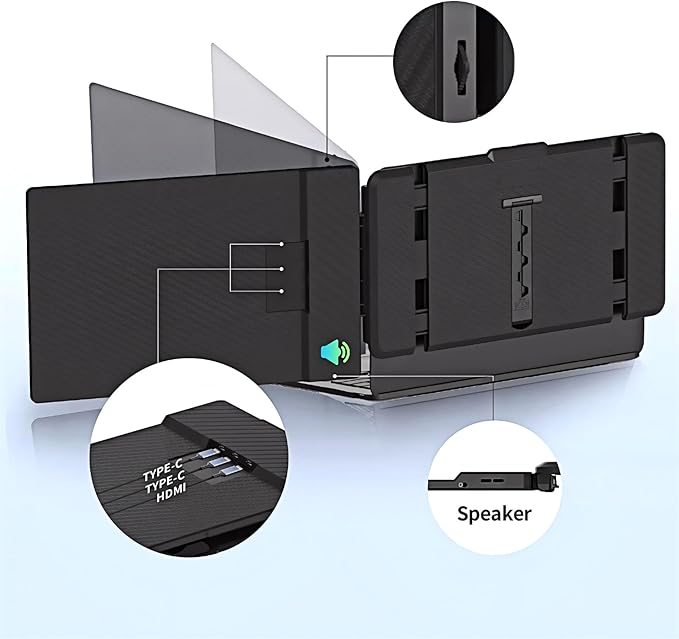 Laptop Screen Extender Portable Monitor, Dual Monitor Extender for Laptop, 14" Screen 1080P FHD Display, Fit for 13-17" Laptops, Plug & Play Compatiable with Windows, Mac, Chrome, Android and Switch