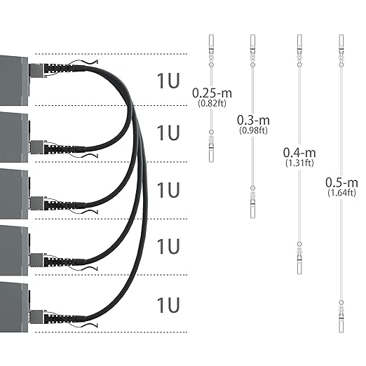 ipolex 10G SFP+ Twinax Cable, Direct Attach Copper(DAC) Passive Cable, 0.25m (0.82ft), for Cisco SFP-H10GB-CU0.25M, Meraki, Ubiquiti UC-DAC-SFP+, Mikrotik, Intel, Netgear, TP-Link and More, 2 Pack