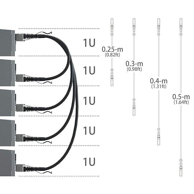 ipolex 10G SFP+ Twinax Cable, Direct Attach Copper(DAC) Passive Cable, 0.25m (0.82ft), for Cisco SFP-H10GB-CU0.25M, Meraki, Ubiquit, Mikrotik, Intel, Fortinet, Netgear, D-Link, Supermicro, TP-Link