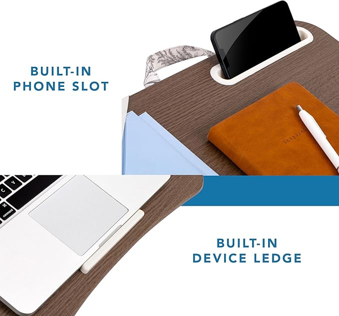 LAPGEAR Designer Lap Desk 2-Pack with Storage Basket, Phone Slot & Device Ledge – Hummingbird Toile – Fits Laptops up to 15.6" – Style No. 70413