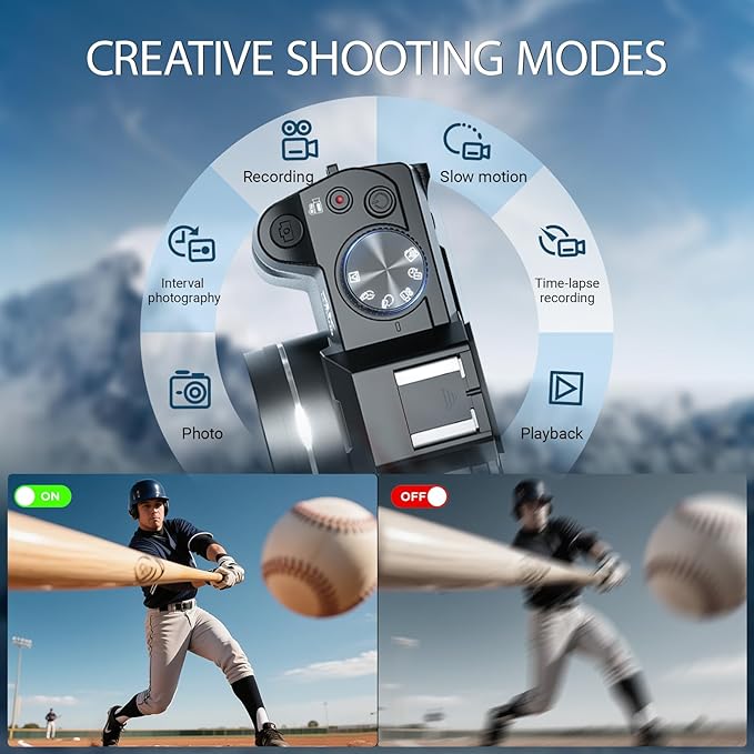 Digital Cameras for Photography with WiFi&App Control, Ture 4K&48MP Vlogging Camera for YouTube,Compact,16X Zoom Autofocus, Anti-Shake for Entry-Level User, Beginners, Macro&Wide Lens-32GB Card (Pink)