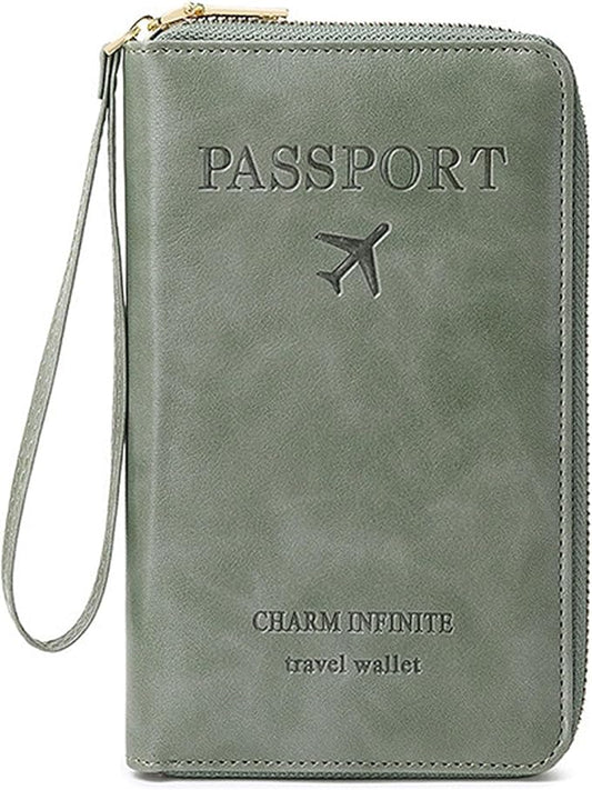 Multi-Function RFID Travel Passport Wallet with Phone Pocket - Ultimate Passport Holder for Women & Men | Holds Phones, Passports, Cash, Cards & Boarding Passes (Green)