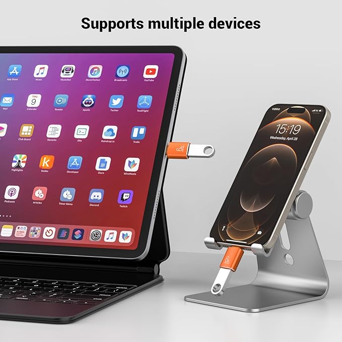 10 Pack 10Gbps/120W USB C to USB3.1 Adapter, Orange Type C Male to USB Female Adapter for Smartphone, PC, Laptop, Tablet, Keyboard etc.