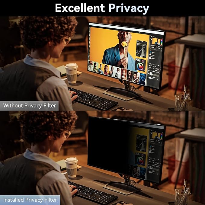 [2-Pack] 22 Inch Computer Privacy Screen Filter for 16:10 Widescreen Monitor, Removable Eye Protection Anti Glare Blue Light Filter Privacy Shield, Anti Scratch Anti Spy Screen Protector Film 22 In