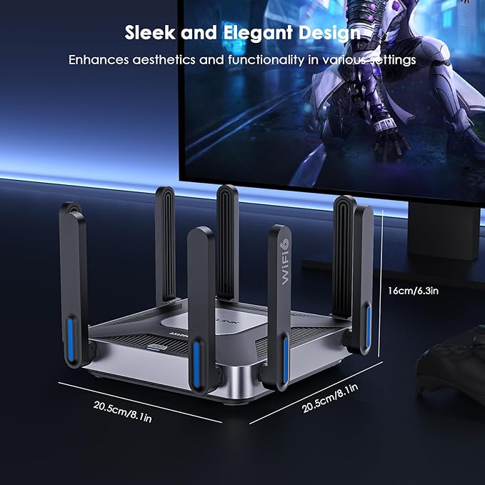 WAVLINK AX6000 Wi-Fi 6 Router Dual Band, 2.5 Gbps WAN/LAN Port, Covers up to 2,150 Sq. ft and 256 Devices, 8x5dBi Antennas, AI QoE, WPA3 & VPN Security for Home/Office, MU-MIMO, Beamforming
