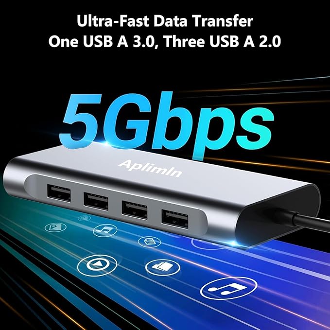 USB C HUB, USB C Adapter 11 in 1 Dongle with 4K HDMI, VGA, PD 100W, 1 X USB 3.0, 3 X USB 2.0 Ethernet, SD/TF Card Reader, 3.5mm Headphone Jack for iPhone 16/15 MacBook Pro/Air, Other Type C Laptops