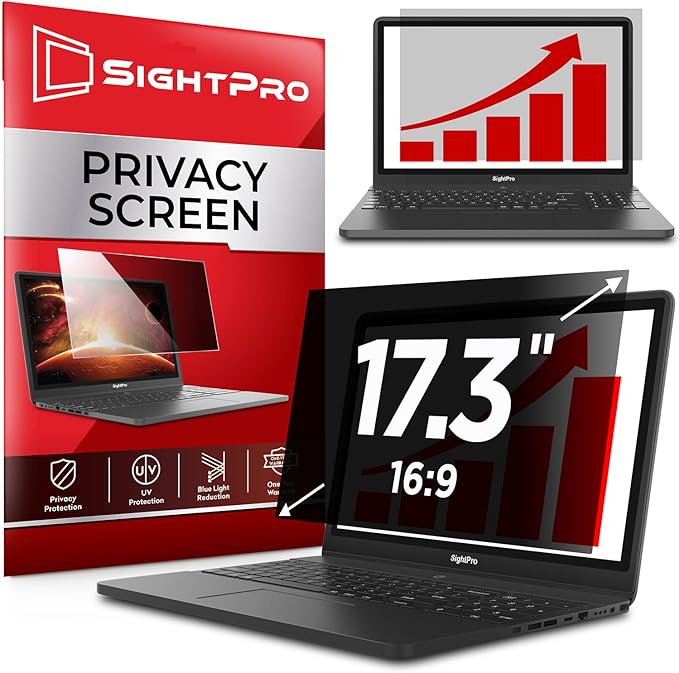 17.3 Inch 16:9 Laptop Privacy Screen Filter - Computer Monitor Privacy Shield and Anti-Glare Protector