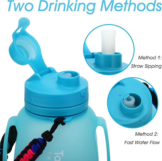 TakeToday Collapsible Water Bottles 40 OZ Gallon Motivational Water Jug with Straw 1.2L Silicone Sports Water Bottle with Time Marker, Leakproof Large Water Bottle for Yoga Camping Outdoors