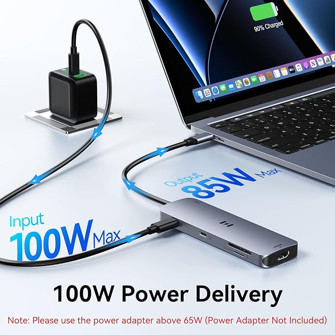 USB C Hub HDMI Adapter for MacBook Pro/Air, 8 in 1 USB C Video Hub with HDMI 4K@60Hz,SD/TF,USB C Data Port,100W PD,USB 3.0 USB CDongle Compatible for Dell XPS/Lenovo Thinkpad/HP/Surface/Yoga etc