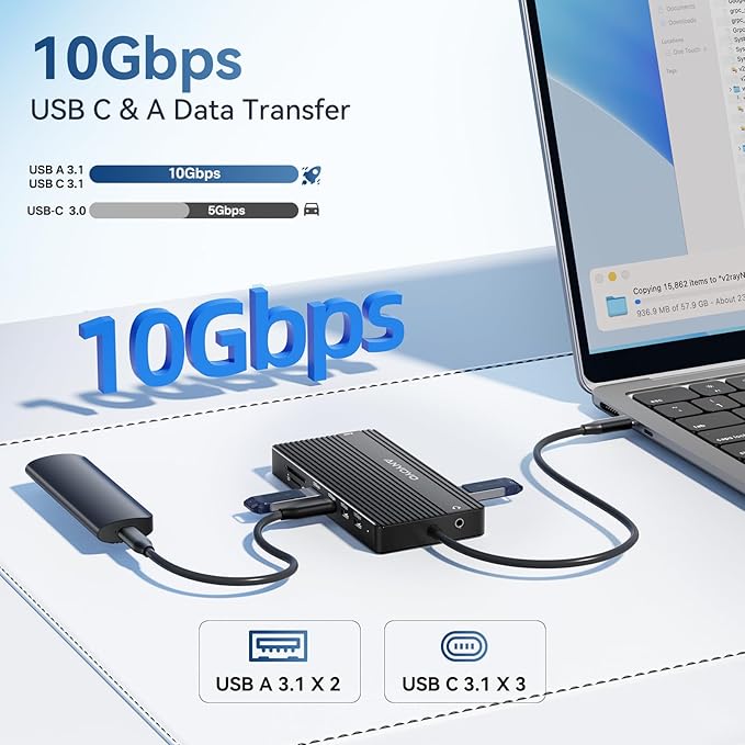 USB C Hub USB C Docking Station Dual Monitor14-IN-1 Triple Display Multiport Adapter with 2*HDMI +DP + 5*USB-A/C 10Gbps Ports+Ethernet+SD/TF Laptop Docking Station for HP/Dell/Lenovo/Thinkpad (Black)