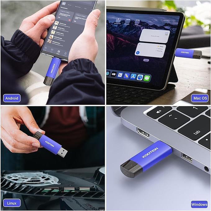 64GB USB C Flash Drive 5-Pack, KOOTION 2-in-1 Type-C Flash Drive USB-A&USB-C 3.0 Dual Drive OTG, Thumb Drive Memory Stick for Android Smartphone/Tablet/PC