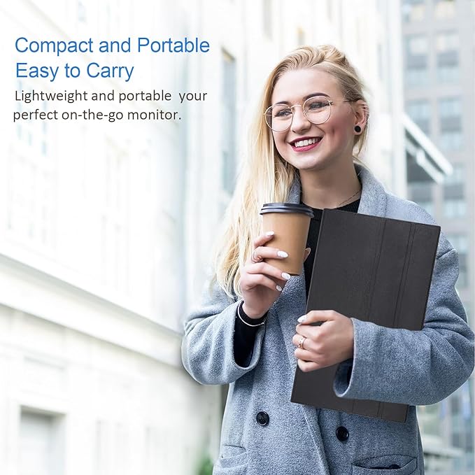 Portable Monitor, 1080P FHD 100Hz IPS Screen, 125% sRGB HDMI USB-C External Monitor for Laptop PC, Travel Second Display with Kickstand Case (18.5‘’)