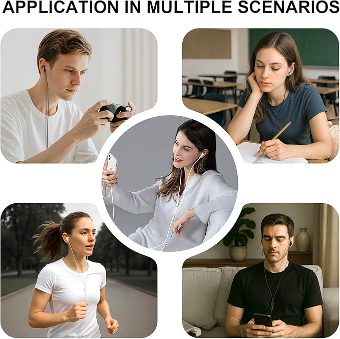 USB C Headphones Earbuds 3 Pack - USB C Earphones Noise Isolating, in-Ear Type C Ear Buds Wired with Microphone Heavy Bass Compatible with Phones, Android and Other Interfaces (Type C)