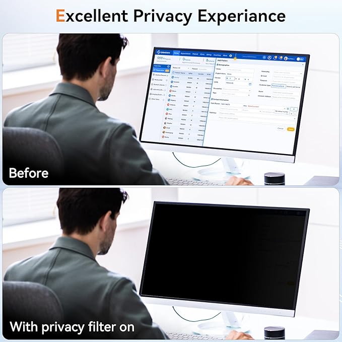Mamol 27 Inch Computer Privacy Screen for 16:9 Aspect Ratio Widescreen Monitor - Removable Anti Glare Blue Light Filter, Computer Privacy Shield