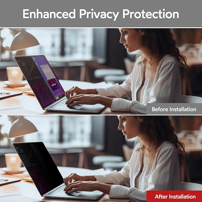 bersem 17.3 Inch Laptop Privacy Screen for 16:9 Ratio Computer Monitor, Anti-Glare, Blue Light Filter, Removable, UV-Blocking, 1 Pack