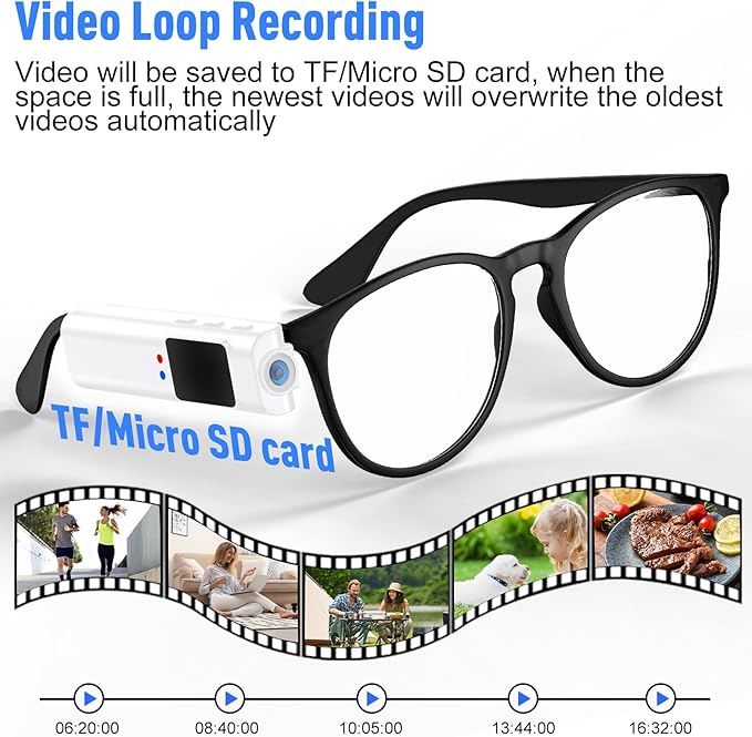 Hands Free Clip On POV Sports Camera 110 Degree 2.7K, WiFi Mini Camera for Glasses with Live View, Cycling Fishing Vlog Recorder, Kids Pets Daily Recording, Includes 16GB Card(Ivory)