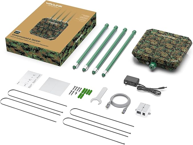 Outdoor WiFi Extender, WAVLINK WiFi 6 AX1800 WiFi Extender Signal Booster with PoE, Long Range Outdoor WiFi Access Point, IP67 Weatherproof, 4x8dBi Antennas, for Farm, Yard, Campsite, Starlink