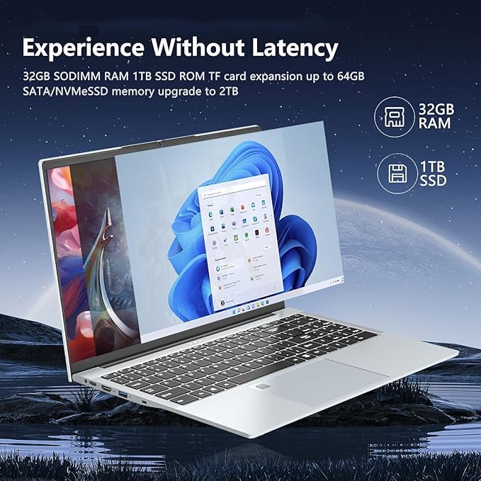 2025 Gaming Laptop i7 1195G7(Beat Core i7-1165G7/i7-1185G7), 15.6" Laptop Computer, 32GB 1TB SSD FHD 1920 * 1080 Display, Fingerprint Unlock Backlit Keyboard RJ45 HDMI 180 Angle Opening Gamer Laptops