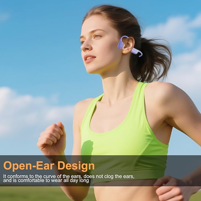 Bone Conduction Bluetooth Headphones-SurfAudio, IP68 Waterproof Swimming Headphones with 32GB MP3 Player, Lightweight Open Ear Design for Swimming/Surfing/Marathon/Cycling(Aqua)