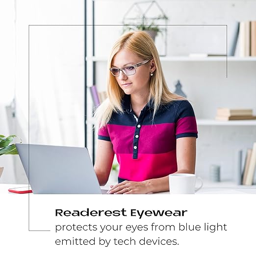 Readerest Blue Light Blocking Reading Glasses, UV Protection, Spring Hinges (Charcoal, 1.50) Computer Eyeglasses With Thin Reflective Lens, Antiglare, Eye Strain, Stylish For Men And Women
