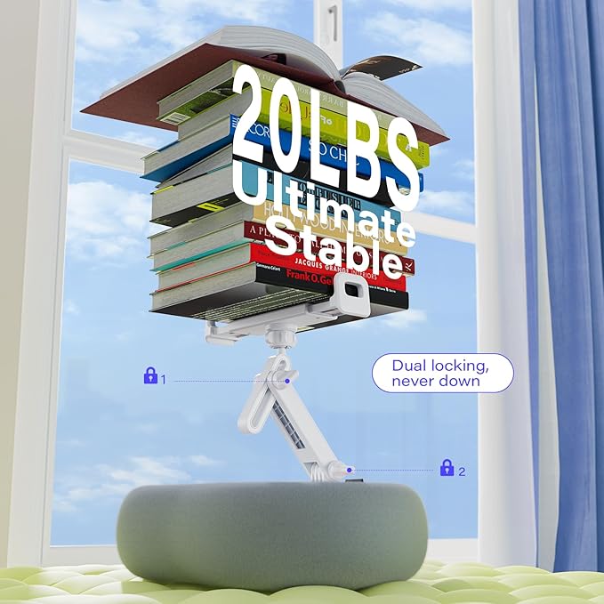 Kindle Tablet Pillow Stand with Detachable Trays Fit iPad Tablet Stand Holder for Bed Fit 4''-13'' Phone/Kindle with Case Reading Accessories Gift Soft Plus Fabric, Gray