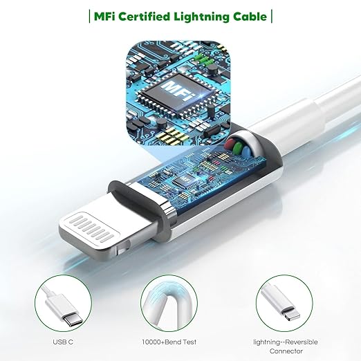 Fast Charger iPhone,【Apple MFi Certified】iPhone Charger Fast Charging Super Quick Type C Wall Charger Block Adapter 6FT USB C Lightning Cables Cord for iPhone 14/14 Plus/13 Pro Max/12/11/X/XR/SE,iPad