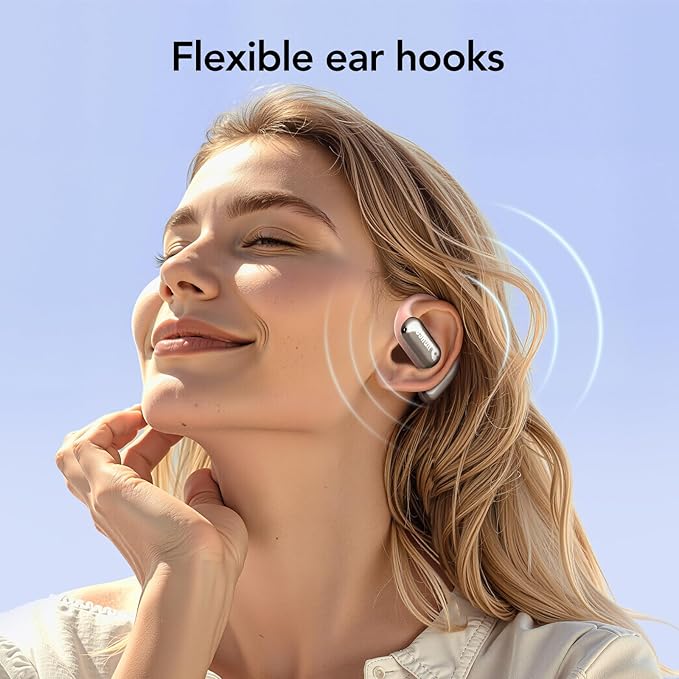 MFish Open-Ear Headphones, Open-Ear-Earbuds Wireless Bluetooth, Waterproof Bone Conduction Over-The-Ear Headphones, Impactful Sound with Adaptive Bass Boost, Comfortable Fit Running Headphones, Pink