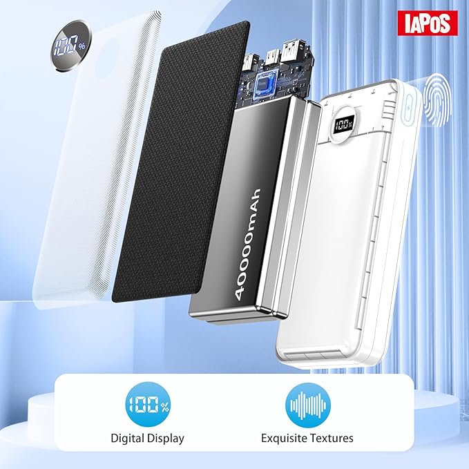 Portable Charger 40000mah Power Bank, USB-C (22.5W) Fast Charging Battery Pack Portable Phone Charger for iPhone 16 Pro/16/15/14/13 Series, Android Samsung Galaxy, Battery Bank for Travel Camping