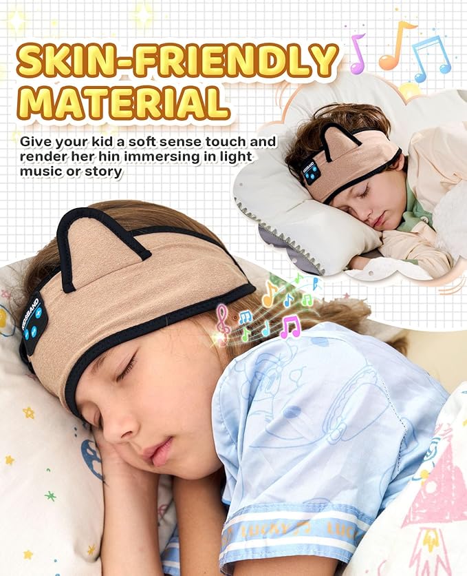 KIDSBAND Kids Headphones, Over On The Ear Toddler/Baby Headband Headphones - Volume Limited with Thin Speakers & Soft Headband No Pressure On Ears, for Learning/Plane/Travel/Tablet/Computer/Sleep