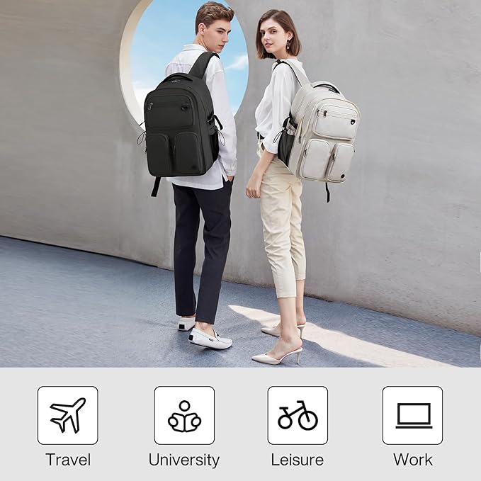 mixi Large Capacity Travel Laptop Backpack, Lightweight Durable College Bookbag Men Woman 15.6" Computer Bag, Water Resistant Outdoor Hiking Backpacks With Multifunction Pockets, 17 Inch Expandable