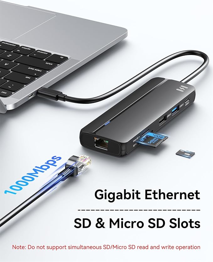 Selore Docking Station for MacBook Pro Air Windows,10 in 1 Dual HDMI Adapter for Mac Pro Air,USB C Hub for MacBook Docking Station Dual Monitor with 2 HDMI,Ethernet,PD,USB C,2 USB A,SD/TF for M1 M2