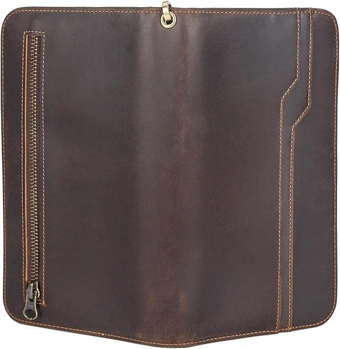 Polare Full Grain Leather Family Travel Passport Wallet and Documents Organizer RFID Blocking Case Holder Fits 6 Passports for Men and Women