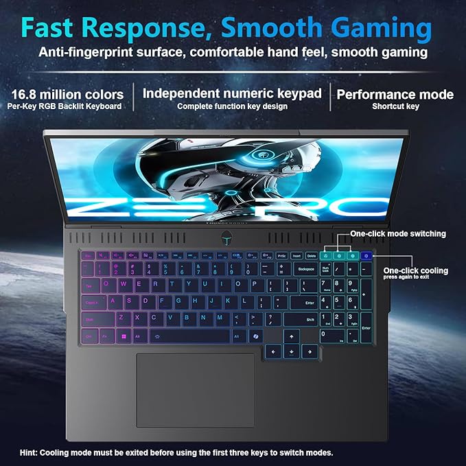 Thunderobot Zero 18 Pro 5070 Ti Gaming Laptop, 18" QHD+ 240Hz Hummingbird Display, Core Ultra 9 275HX, GeForce RTX 5070 Ti, 32GB DDR5, 2TB SSD, Per-Key RGB, FHD IR Camera, Wi-Fi 6E, Win 11 Home